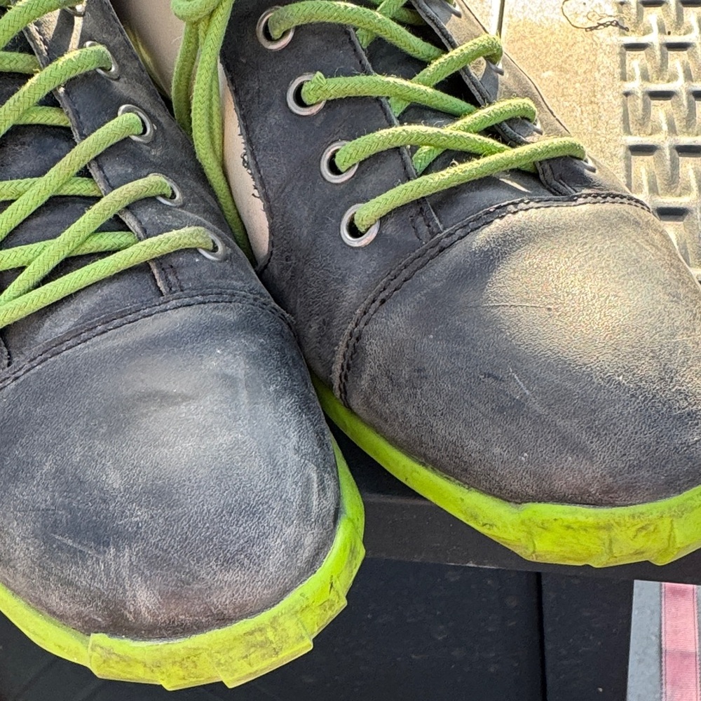 John Fluevog Black and White Sneakers with Green Laces - Picture 5 of 5